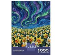 Puzzle pour Adolescents 1000 Pièces Daffodils Under The Northern Lights Painting Puzzles pour Adolescents - Jeux Anti-Stress - Idéal pour Se Détendre À La Maison - Stimule Le Cerveau 52x38cm/1000pcs