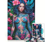 Puzzle pour Adolescents 1000 pièces Dame aux Fleurs érotique, Jeu de réflexion, Interaction Parent-Enfant, Cadeau d'anniversaire, 38x26cm