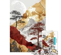 Puzzle pour Adolescents 1000 pièces Décor Rouge et Or Puzzle pour Adolescents Jeu Manuel Décoration Murale Difficile et Stimulant (Dimensions 50x75cm)