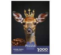 Puzzle pour Adolescents 1000 Pièces Deer Cute King Puzzle pour Adultes Jeu De Réflexion Décoration Murale Cadeau Anti-Stress 52x38cm/1000pcs
