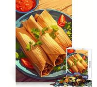 Puzzle pour Adolescents 1000 pièces Délicieux Tamales avec Salsa et Garniture,Jeu de logique et d'adresse,Cadeau Amusant et Amusant pour Passer Un Moment agréable,décoration d'anniversaire (38x26cm)
