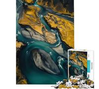 Puzzle pour Adolescents 1000 pièces Delta de rivière glaciaire d'Islande Défi éducatif Découpe de précision Jeu Pratique pour Les 14 Ans et Plus Jeu de Puzzle Offert (38x52cm)