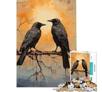 Puzzle pour Adolescents 1000 pièces Deux Corbeaux Noirs Jeu Stimulant et éducatif pour améliorer la mémoire Cadeau de Père Noël Secret (Dimensions 38x52cm)