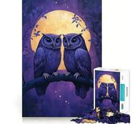 Puzzle pour Adolescents 1000 pièces Deux hiboux au Clair de Lune Bords impeccables Jeu de réflexion Amusant Cadeau Moments de détente Décoration Murale de Noël (38x52cm)