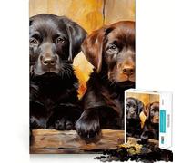 Puzzle pour Adolescents 1000 pièces Deux Labradors Retrievers Décoration découpée soignée Jouet créatif et Amusant Jeu de Paix Pièce Artistique de Noël (50x75cm)