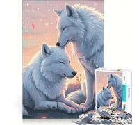 Puzzle pour Adolescents 1000 pièces Deux Loups Blancs dans Un Paysage Pastel Jeux relaxants Analyse et logique améliorer l'amour Entre Les Couples 50x75cm