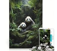 Puzzle pour Adolescents 1000 pièces Deux Pandas dans Le Bambou Jeux relaxants Analyse et logique améliorer l'amour Entre Les Couples 50x75cm