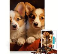 Puzzle pour Adolescents 1000 pièces Deux Pembroke Welsh Corgis Coupe serrée Jeu de réflexion créatif et Amusant Détente Cadeau Artistique de Noël (38x26cm)