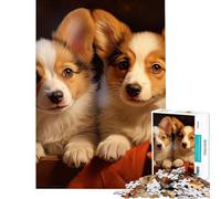 Puzzle pour Adolescents 1000 pièces Deux Pembroke Welsh Corgis Défi éducatif Apprentissage Jouet de décoration pour la Maison À partir de 14 Ans (50x75cm)