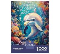 Puzzle pour Adolescents 1000 Pièces Dolphin in Colorful Reef Puzzle pour Adultes Jeu De Réflexion Décoration Murale Cadeau Anti-Stress 52x38cm/1000pcs