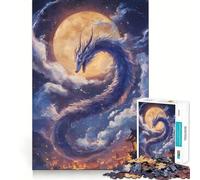 Puzzle pour Adolescents 1000 pièces Dragon céleste surplombant Un Paysage Urbain Bords impeccables Jeu de réflexion Amusant Moments de détente Décoration de Noël (38x26cm)