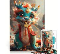 Puzzle pour Adolescents 1000 pièces Dragon Chinois Cartoon Bords impeccables Jeu d'adresse Amusant et Calme,idéal pour Un Anniversaire ou Une activité Artistique (38x26cm)