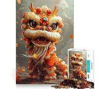 Puzzle pour Adolescents 1000 pièces Dragon Chinois Cartoon,découpe serrée,Amusant,créatif,Jeu de réflexion,détente,Cadeau Artistique de Noël (38x52cm)
