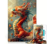Puzzle pour Adolescents 1000 pièces Dragon Chinois Cartoon,découpe serrée,Amusant,créatif,Jeu de réflexion,détente,Cadeau Artistique de Noël (38x26cm)