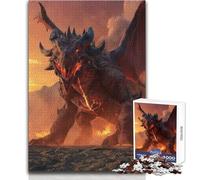 Puzzle pour Adolescents 1000 pièces Dragon de feu dans Un Paysage volcanique Décoration Parfaite Jeu Pratique Cadeaux de Noël Secret (Taille 38x52cm)