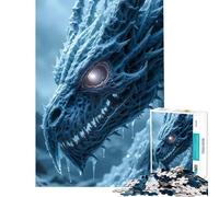 Puzzle pour Adolescents 1000 pièces Dragon de Glace Gros Plan Jeu Familial addictif Jouet pour cultiver la Patience Une œuvre d'art (Dimensions 38x26cm)