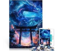 Puzzle pour Adolescents 1000 pièces Dragon de la Porte Torii Mythique Jeux Amusants avec Affiche et Feuille de Questions correspondantes 38x26cm