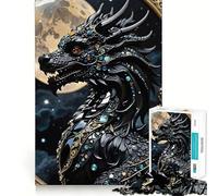 Puzzle pour Adolescents 1000 pièces Dragon en Onyx Noir,Bords décoratifs de qualité supérieure,Jeu de Concentration,Divertissement pour Les Moments de détente,Cadeau Artistique de Noël (50x75cm)
