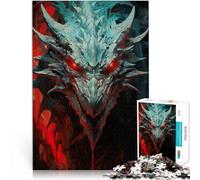 Puzzle pour Adolescents 1000 pièces Dragon Rouge Cyan Entraînez Votre Cerveau et Vos Mains Améliorer la mémoire 52x38cm