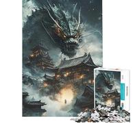 Puzzle pour Adolescents 1000 pièces Dragon sur Une Ville Antique Activités Amusantes à la Maison Améliore la mémoire Jeux éducatifs pour Les 14 Ans et Plus (50x75cm)