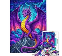 Puzzle pour Adolescents 1000 pièces Dragon Violet au Sommet d'une Montagne Puzzle Jeux relaxants pour Passer Le Temps Pendant Les Vacances à la Maison Idéal comme Cadeau (Dimensions 50x75cm)