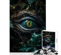 Puzzle pour Adolescents 1000 pièces Dragons de la forêt et œil d'émeraude Décoration intérieure Jouet Cadeau de Noël Secret Jeu Familial Stimule Le Cerveau Dimensions 50x75cm