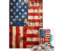 Puzzle pour Adolescents 1000 pièces Drapeau américain Abstrait Aide à stimuler Le Cerveau Décoration d'intérieur Jeux relaxants Convient aux Personnes de 14 Ans et Plus (50x75cm)