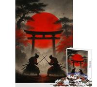 Puzzle pour Adolescents 1000 pièces Duel de samouraïs sous Un Soleil Rouge Décoration intérieure Jouet Amusant Cadeau Pratique Jeu Anti-Stress Dimensions 38x52cm