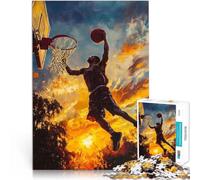 Puzzle pour Adolescents 1000 pièces Dunking d'un Joueur de Basket-Ball Jeu de Quiz Activités Amusantes à la Maison, Cadeaux d'anniversaire, Cadeaux de Voyage, 52x38cm