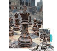 Puzzle pour Adolescents 1000 pièces échiquier rouillé Jeu intellectuel Casse-tête Difficile Excellent Cadeau pour Les Amateurs de Jeux (Dimensions 38x26cm)