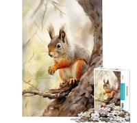 Puzzle pour Adolescents 1000 pièces Écureuil Aquarelle Difficile et Stimulant Cadeau d'anniversaire Jeu éducatif pour Les 14 Ans et Plus Jeu de Puzzle Offert (38x26cm)