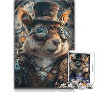 Puzzle pour Adolescents 1000 pièces Écureuil Steampunk Animal - Jeu intellectuel pour Toute la Famille - Cadeau d'anniversaire - Dimensions : 38x52cm