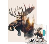 Puzzle pour Adolescents 1000 pièces Élan Canadien Nature Apprentissage Jouets éducatifs Jeu Pratique Analyse et logique Idée Cadeau (Dimensions 38x52cm)