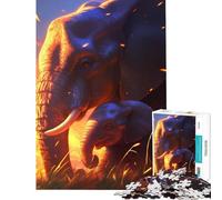 Puzzle pour Adolescents 1000 pièces Éléphant et Son Petit Jeu Familial Jouet addictif pour cultiver la Patience Une œuvre d'art (Dimensions 50x75cm)