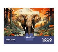 Puzzle pour Adolescents 1000 Pièces Elephant in The Wild A Vibrant Safari Scene Puzzle pour Adultes Jeu De Réflexion Décoration Murale Cadeau Anti-Stress 52x38cm/1000pcs