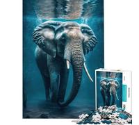 Puzzle pour Adolescents 1000 pièces Éléphant Nageur Jeu de Construction Relaxant et Stimulant cérébral Convient aux 14 Ans et Plus (38x52cm)