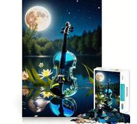 Puzzle pour Adolescents 1000 pièces en Verre Transparent représentant Un Violon, décoration soignée, Jouet créatif et Amusant, Jeu de Paix, pièce Artistique de Noël (38x26cm)