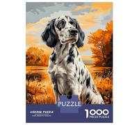 Puzzle pour Adolescents 1000 Pièces English Setter Portrait in Autumn Landscape Puzzles pour Adultes Jeu Manuel Améliore La Mémoire Interaction Parent-Enfant 38x26cm/1000pcs