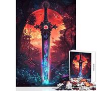 Puzzle pour Adolescents 1000 pièces Épée en vitrail Jeux éducatifs Décoration Parfaite Jouets à Faire soi-même Interaction Parent-Enfant (50x75cm)