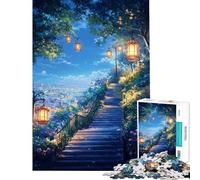 Puzzle pour Adolescents 1000 pièces Escalier Nocturne vers Les lumières de la Ville Difficile et Stimulant Jeu Familial Adapté aux Personnes de 14 Ans et Plus (38x26cm)