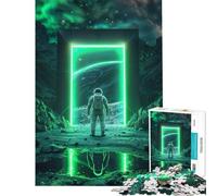 Puzzle pour Adolescents 1000 pièces Espace Vert Portail néon Difficile et Stimulant Analyse et logique Jouet de décoration pour la Maison À partir de 14 Ans (50x75cm)