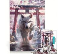 Puzzle pour Adolescents 1000 pièces Esprit du Loup Sakura Torii décoration Murale pour s'amuser en Famille Cadeau d'anniversaire Cadeau de Voyage 50x75cm