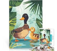 Puzzle pour Adolescents 1000 pièces Famille de Canards dans Un écrin de Verdure Jeu intellectuel Œuvre d'art 38x26cm
