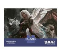 Puzzle pour Adolescents 1000 Pièces Fantasy Artwork Warrior with Wolves Puzzles pour Adultes Activités Familiales Interaction Parent-Enfant Jeu Au Design Élégant 38x26cm/1000pcs