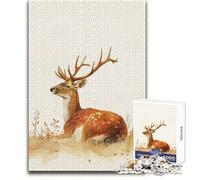 Puzzle pour Adolescents 1000 pièces - Faon dans la Prairie - Design élégant pour Un Anniversaire - Dimensions : 38x52cm
