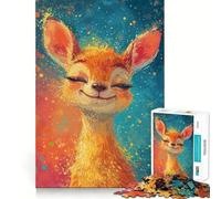 Puzzle pour Adolescents 1000 pièces Faon étoilé Joyeux Découpe serrée Casse-tête logique Amusant Jeu de détente et de Divertissement Cadeau Artistique de Noël (38x26cm)