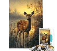 Puzzle pour Adolescents 1000 pièces Faon sous Une lumière dorée Stimule Le Cerveau Décoration Murale Jeu Relaxant Convient aux Personnes de 14 Ans et Plus (50x75cm)