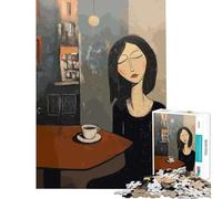 Puzzle pour Adolescents 1000 pièces Femme avec café dans Un café Style Amedeo Modigliani Jeu de réflexion Jouet Jeu intellectuel Excellent Cadeau pour Les Jeux Décoration Murale (Dimensions 38x52cm)
