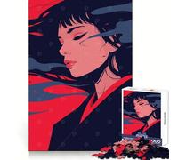 Puzzle pour Adolescents 1000 pièces Femme rêveuse Illustration Artistique Minimaliste surréaliste de Style Anime,Bords précis,Jeu de logique et d'humour,Cadeau d'anniversaire (50x75cm)