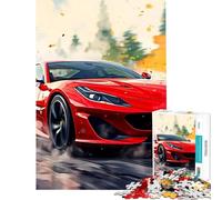 Puzzle pour Adolescents 1000 pièces Ferrari Rouge Aquarelle pour Jeu éducatif Cadeau d'anniversaire activités familiales (Dimensions 38x26cm)